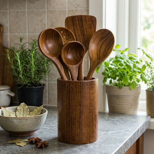 Pot en bois pour ustensiles